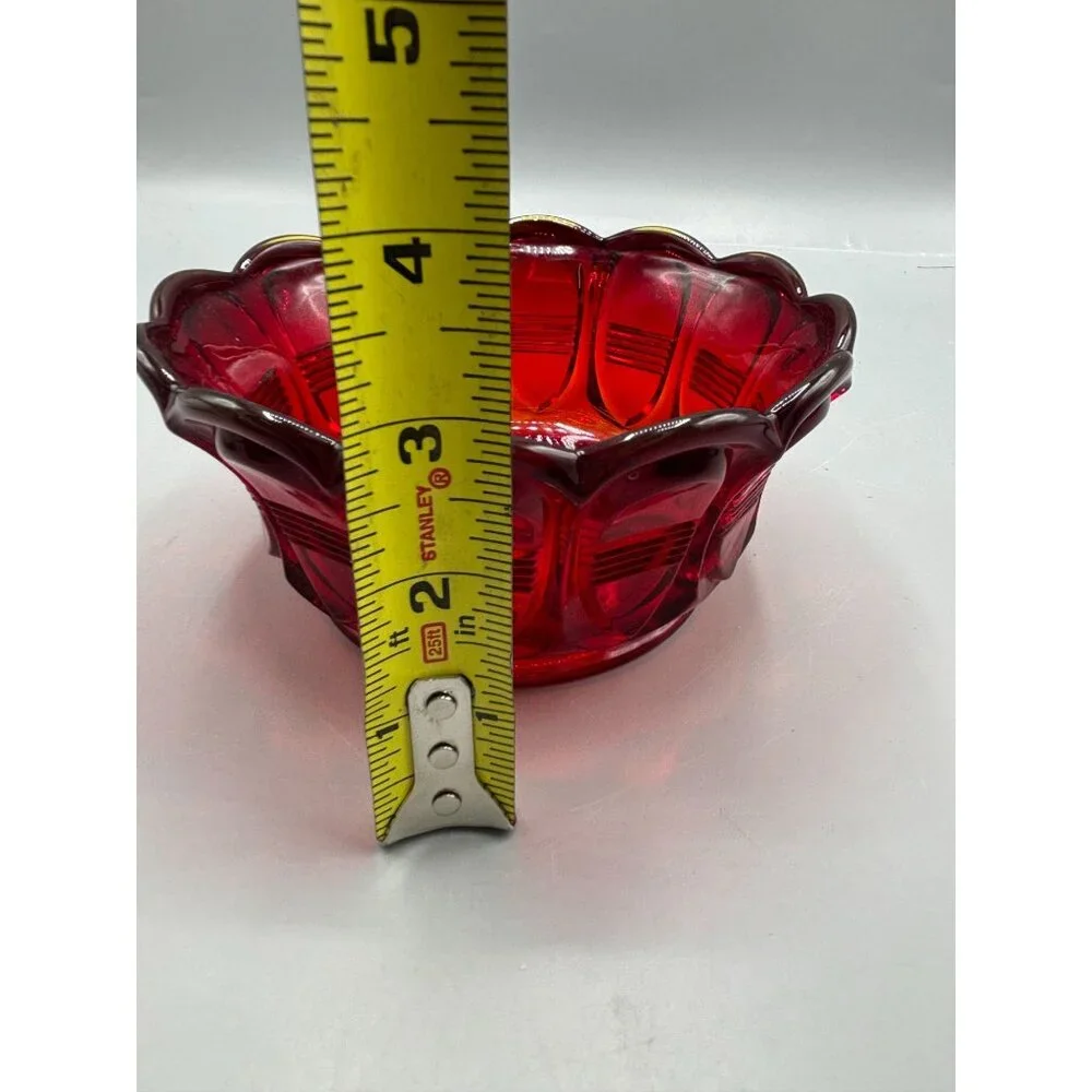 Fenton Amberina Glass Scalloped Bowl 6" Red & Orange Vintage Decorative Dish - Picture 7 of 7
